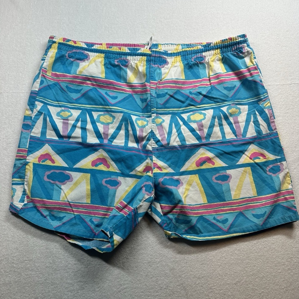 Beach Scene  Shorts Men's XL Geometric Light Blue  Cotton